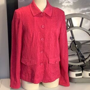 Coldwater Creek Matelasse Pink French Cuff Cotton Blend Jacket Blazer Sz 16